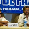 Đại diện của FARC Ivan Marquez (phải) phát biểu trong cuộc họp báo tại Havana, Cuba ngày 17/10. (Nguồn: AFP/TTXVN0