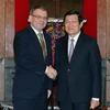 Chủ tịch nước Trương Tấn Sang tiếp Bộ trưởng Ngoại giao Cộng hòa Czech Lubomir Zaoralek sang thăm chính thức Việt Nam. (Ảnh: Nguyễn Khang/TTXVN)