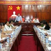 Đoàn công tác Văn phòng Chính phủ làm việc tại tỉnh Bình Phước. (Ảnh: K GỬIH/TTXVN)