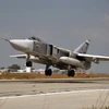 Máy bay chiến đấu Su-24 của Nga tại căn cứ quân sự Hmeymim, tỉnh Latakia, Syria ngày 21/10. (Nguồn: THX/TTXVN)