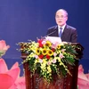 Chủ tịch Quốc hội Nguyễn Sinh Hùng phát biểu tại buổi lễ. (Ảnh: Doãn Đức/Vietnam+)