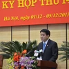 Ông Nguyễn Đức Chung phát biểu sau khi được bầu làm Chủ tịch UBND thành phố Hà Nội. (Ảnh: Nguyễn Văn Cảnh/Vietnam+)