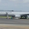 Chiếc máy bay Air France phải hạ cánh khẩn cấp xuống sân bay Mombasa. (Nguồn: Twitter)