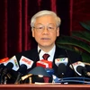 Tổng Bí thư Nguyễn Phú Trọng phát biểu bế mạc Hội nghị. (Ảnh: Thống Nhất/TTXVN)