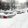 Nhiều ôtô bị tuyết lấp kín tại Washington DC. (Ảnh: Thanh Thuận/TTXVN)