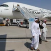 Máy bay Airbus A350 được trưng bày tại triển lãm hàng không Dubai. (Nguồn: AFP/TTXVN)