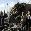 Cảnh đổ nát sau các cuộc không kích của liên quân tại thủ đô Sanaa của Yemen ngày 31/1. (Nguồn: THX/TTXVN)