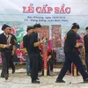 Nghi thức cấp sắc của dân tộc Dao đỏ tại thôn Can Hồ B, xã Bản Khoang. (Ảnh: Phạm Hồng Ninh/TTXVN)