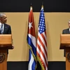 Buổi họp báo chung giữa Tổng thống Mỹ Barack Obama (trái) và Chủ tịch Cuba Raul Castro. (Nguồn: AFP/TTXVN)