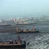 Quân đội Triều Tiên tiến hành cuộc tập trận quy mô lớn bao gồm các nội dung vận chuyển trên biển và đổ bộ tại một địa điểm bí mật ở Triều Tiên. (Nguồn: AFP/TTXVN)