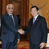 Chủ tịch nước Trương Tấn Sang tiếp ông Slimane Boudi, Chánh án thứ nhất Tòa án tối cao A​lgieria, sang thăm và làm việc tại Việt Nam. (Ảnh: Nguyễn Khang/TTXVN)