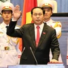 Chủ tịch nước Cộng hòa Xã hội Chủ nghĩa Việt Nam Trần Đại Quang tuyên thệ nhậm chức. (Ảnh: Thống Nhất/TTXVN)