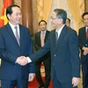 Chủ tịch nước Trần Đại Quang tiếp Ngài Hiroshi Fukada, Đại sứ Nhật Bản tại Việt Nam đến chào xã giao. (Ảnh: Nhan Sáng/TTXVN)