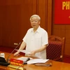 Tổng Bí thư Nguyễn Phú Trọng phát biểu tại Phiên họp. (Ảnh: Trí Dũng/TTXVN)