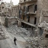 Cảnh đổ nát sau các cuộc giao tranh tại thành phố Aleppo ngày 2/5. (Nguồn: AFP/TTXVN)