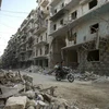 Cảnh đổ nát sau các cuộc giao tranh tại thành phố Aleppo ngày 4/5. (Nguồn: AFP/TTXVN)