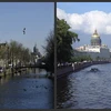 Trái: Một kênh đào tại Amsterdam, Hà Lan. (Nguồn: Sputnik). Phải: Nhà thờ St. Isaac tại St. Peterburg, nhìn từ bờ sông Moika. (Nguồn: Sputnik)