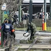 Cảnh sát Bỉ trong chiến dịch truy quét khủng bố ở Schaerbeek ngày 25/3. (Nguồn: EPA/TTXVN)