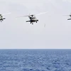 Máy bay trực thăng Thổ Nhĩ Kỳ tham gia cuộc tập trận tại khu vực Biển Địa Trung Hải. (Nguồn: THX/TTXVN)