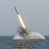 Tên lửa đạn đạo được phóng từ tàu ngầm ở một địa điểm của Triều Tiên. (Nguồn: EPA/TTXVN)
