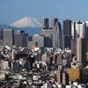 Những tòa nhà chọc trời ở khu Shinjuku, thủ đô Tokyo và ngọn núi Fuji, ngọn núi cao nhất Nhật Bản, ở phía xa, ngày 4/1/2011. (Nguồn: AFP/TTXVN)