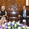  Chủ tịch nước Trần Đại Quang tiếp bà Charlotte Laursen, Đại sứ Đan Mạch tại Việt Nam đến chào xã giao. (Ảnh: Nhan Sáng/TTXVN)