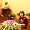Chủ tịch Quốc hội Nguyễn Thị Kim Ngân phát biểu nhậm chức. (Ảnh: Trọng Đức/TTXVN)
