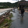 Cảnh đổ nát sau khi bão Nepartak tràn qua huyện Youxi, tỉnh Phúc Kiến ngày 9/7. (Nguồn: THX/TTXVN)