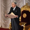 Nhật Hoàng Akihito phát biểu tại phiên họp Quốc hội ở Tokyo ngày 4/1. (Nguồn: AFP/TTXVN)