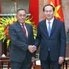 Chủ tịch nước Trần Đại Quang tiếp Bộ trưởng Bộ Quốc phòng Cộng hòa Indonesia Ryamizard Ryacudu đang thăm chính thức Việt Nam. (Ảnh: Nhan Sáng/TTXVN)