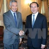 Chủ tịch nước Trần Đại Quang hội kiến với Thủ tướng Singagore Lý Hiển Long. (Ảnh: Nhan Sáng/TTXVN)