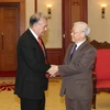 Tổng Bí thư Nguyễn Phú Trọng tiếp Tổng Bí thư Đảng Lao động Mexico Alberto Anaya Gutiérrez sang thăm và làm việc tại Việt Nam. (Ảnh: Trí Dũng/TTXVN)