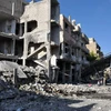 Cảnh đổ nát sau vụ đánh bom tại khu vực Bab Tadmur thuộc tỉnh Homs ngày 5/9. (Nguồn: EPA/TTXVN)
