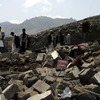 Những ngôi nhà bị phá hủy sau cuộc không kích của liên quân quốc tế do Saudi Arabia đứng đầu ngày 15/8. (Nguồn: THX/TTXVN)