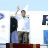 Tổng thống Philippines Rodrigo Duterte đến sân bay Quốc tế Nội Bài. (Ảnh: Phạm Kiên/TTXVN)