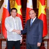 Thủ tướng Nguyễn Xuân Phúc hội kiến với Tổng thống Cộng hòa Philippines Rodrigo Roa Duterte đang có chuyến thăm chính thức Việt Nam. (Ảnh: Thống Nhất/TTXVN)