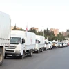Xe chở hàng cứu trợ tới thị trấn Madaya and al-Zabadani gần Damascus, Syria. (Nguồn: EPA/TTXVN)