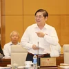 Chủ nhiệm Ủy ban Khoa học Công nghệ và Môi trường của Quốc hội Phan Xuân Dũng phát biểu tại phiên họp. (Ảnh: Phương Hoa/TTXVN)