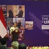 Ngoại trưởng Indonesia Retno Marsudi phát biểu tại Lễ kỷ niệm. (Ảnh: Đỗ Quyên/Vietnam+)