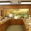 Quang cảnh thảo luận ở tổ của đoàn đại biểu Quốc hội thành phố Hà Nội. (Ảnh: Trọng Đức/TTXVN)