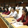 Đại biểu Quốc hội bấm nút biểu quyết thông qua Nghị quyết về kế hoạch phát triển kinh tế-xã hội năm 2017. (Ảnh: An Đăng/TTXVN)