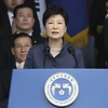 Tổng thống Hàn Quốc Park Geun-hye phát biểu tại Gyeryong ngày 1/10. (Nguồn: EPA/TTXVN)