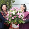 Chủ tịch Quốc hội Nguyễn Thị Kim Ngân gặp bà Sonia Gandhi, Chủ tịch Đảng Quốc đại Ấn Độ. (Ảnh: Trọng Đức/TTXVN)