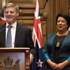 Tân Chủ tịch Đảng Quốc gia đồng thời là Thủ tướng New Zealand Bill English (trái) và Phó Chủ tịch Đảng Quốc gia Paula Bennett trong cuộc họp báo ở Wellington ngày 12/12. (Nguồn: AFP/TTXVN)