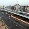 Cầu vượt Ô Đông Mác-Nguyễn Khoái trong ngày thông xe. (Ảnh: Huy Hùng/TTXVN)