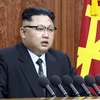 Nhà lãnh đạo Triều Tiên Kim Jong-un phát biểu trong thông điệp Năm Mới 2017. (Nguồn: YONHAP/TTXVN)