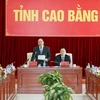 Thủ tướng Nguyễn Xuân Phúc phát biểu kết luận buổi làm việc. (Ảnh: Thống Nhất/TTXVN)