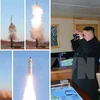 Nhà lãnh đạo Triều Tiên Kim Jong-un giám sát vụ phóng tên lửa đất đối đất Pukguksong-2 tại căn cứ không quân Banghyon ngày 12/2. (Nguồn: YONHAP/TTXVN)