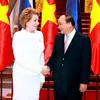 Thủ tướng Nguyễn Xuân Phúc tiếp bà Valentina Ivanovna Matvienko, Chủ tịch Hội đồng Liên bang (Thượng viện), Quốc hội Liên bang Nga đang ở thăm chính thức Việt Nam. (Ảnh: Thống Nhất/TTXVN)