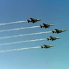 Máy bay chiến đấu của Không quân Ấn Độ trình diễn trong lễ kỷ niệm. (Nguồn: THX/TTXVN)